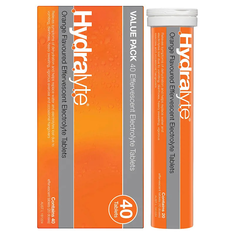 Hydralyte Electrolyte Effervescent Orange 40 Tablets