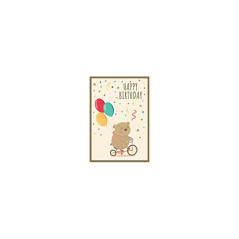 Kids Gen Bear on Bike with Balloons Greeting Card