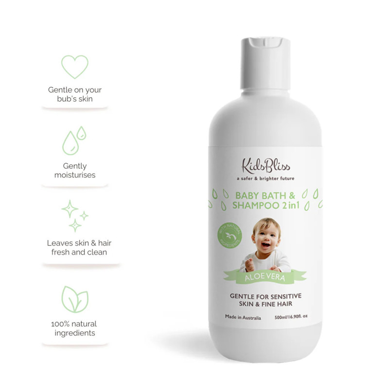 KidsBliss Baby Bath & Shampoo 2 in 1 - Aloe Vera 500ml