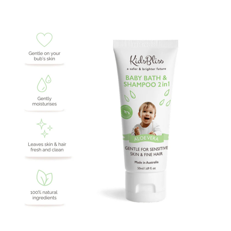 KidsBliss Baby Bath & Shampoo 2 in 1 - Aloe Vera 50ml