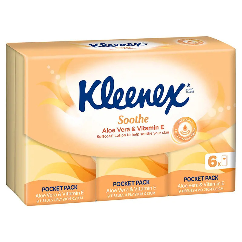 Kleenex Aloe Vera & Vitamin E Pocket 6 Pack