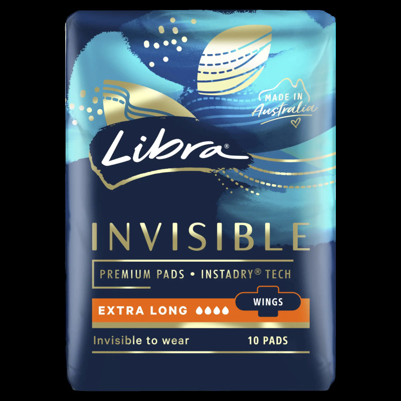 Libra Invisible Pads Extra Long with Wings 10 Pack