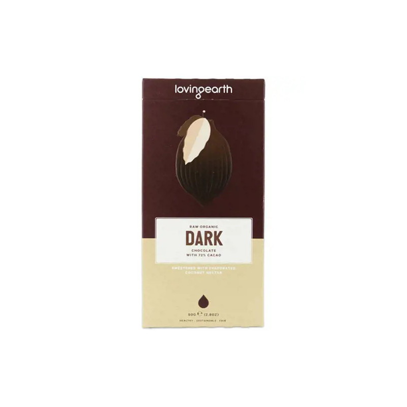 Loving Earth Raw Organic 72% Dark Chocolate 80g