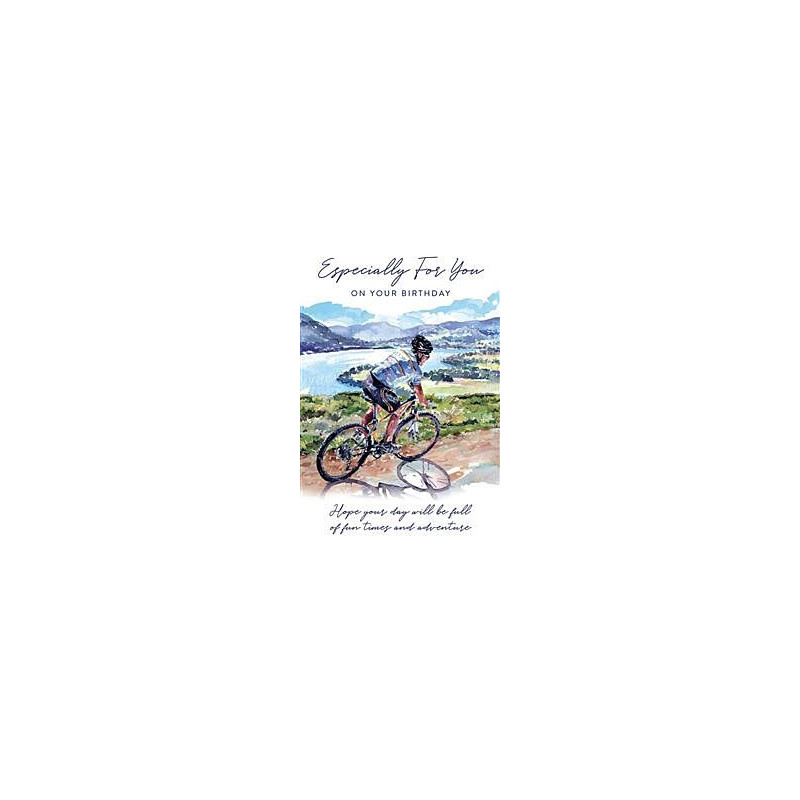 Male Cycling by the Lake Greeting Card