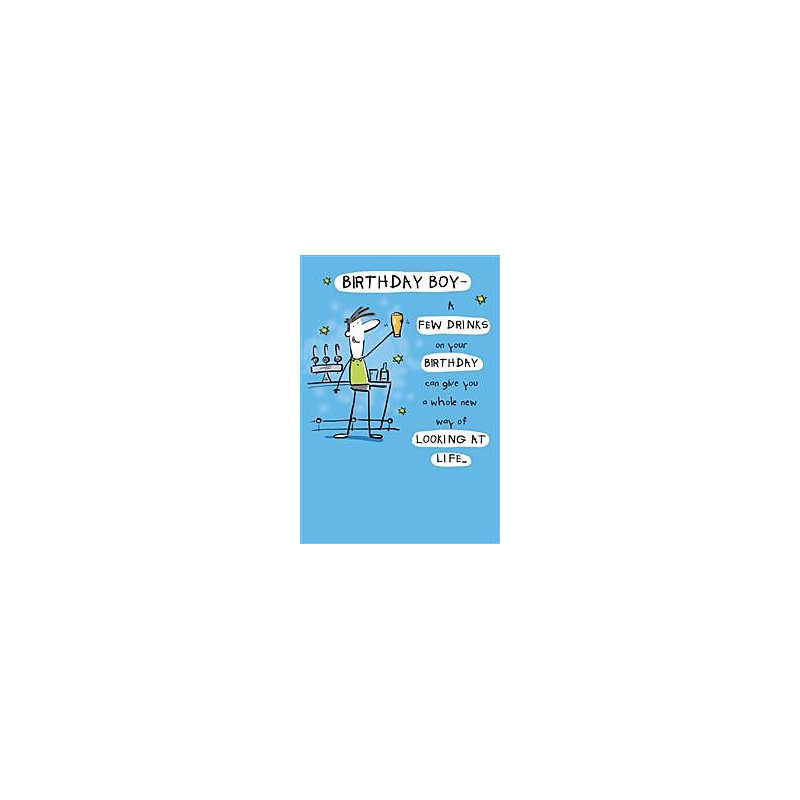 Man Holding up a Beer Greeting Card Comic
