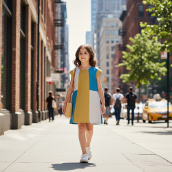 Miramara Designs - Andrea Colorblock Girls Linen Dress