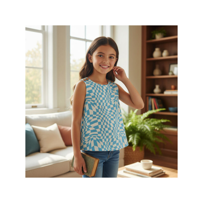 Miramara Designs - Girls linen crop top-blue