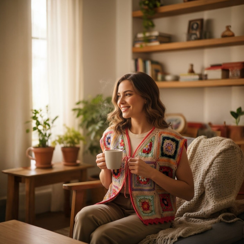 Miramara Designs - Granny Squares Cotton Vest