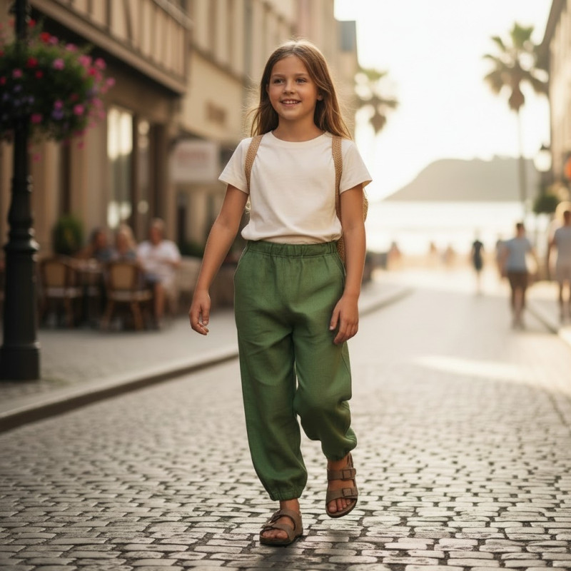 Miramara Designs - Kids linen pants-seaweed