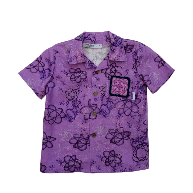 Miramara Designs - Kids linen shirt-Andy purple cosmic dust