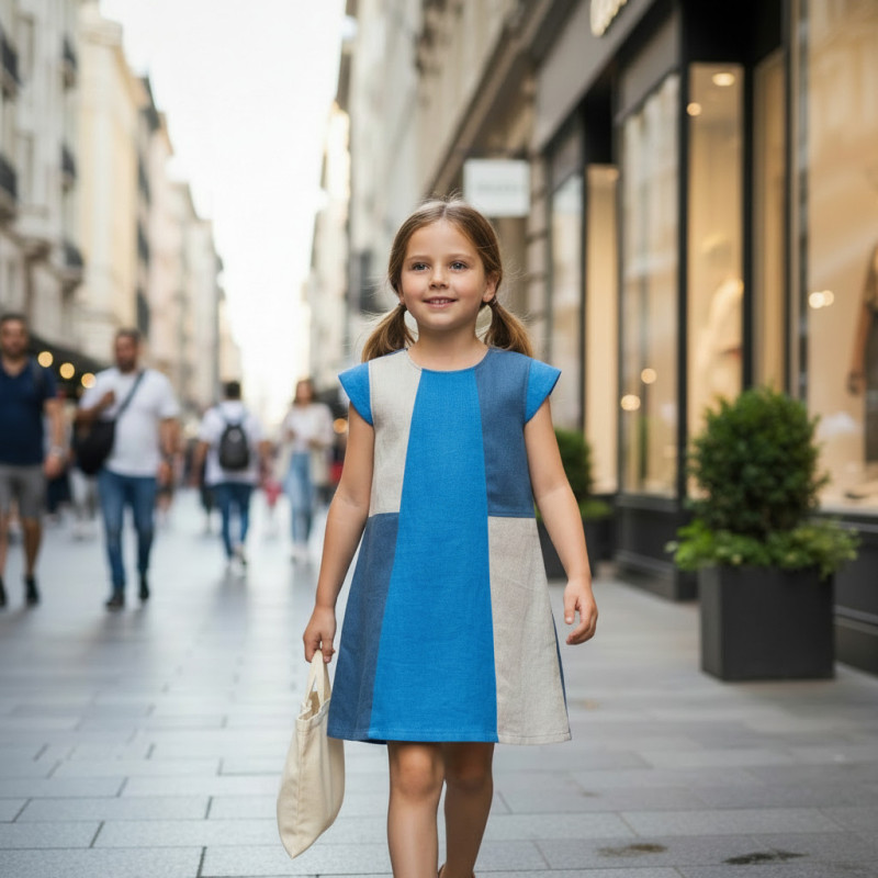 Miramara Designs - Rebekah Colorblock Girls Linen Dress