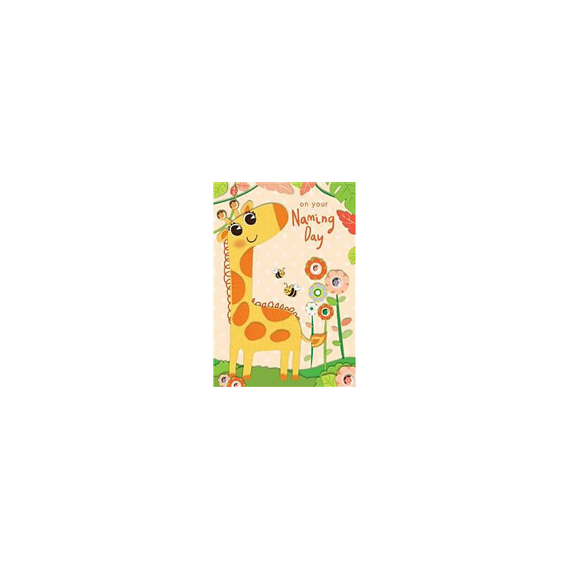 Naming Day Cont Giraffe and Bees Greeting Card