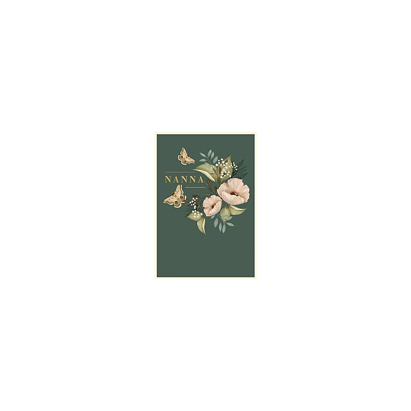 Nanna Butterflies and Flowers on Green Greeting Card