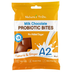 Nature's Tribe A2 Probiotic Ginger & Tumeric Chocolate Bites 36g