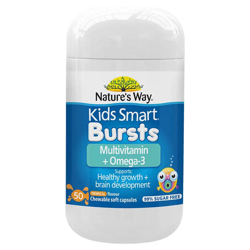 Nature's Way Kids Smart Bursts Multivitamin + Omega-3 50 Chewable Capsules