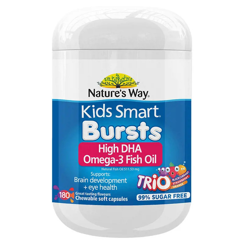 Nature's Way Kids Smart Bursts Omega-3 Fish Oil Trio 180 Chewable Capsules