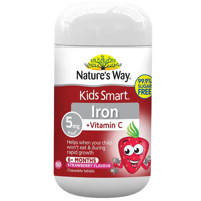 Nature's Way Kids Smart Iron + Vitamin C 50 Strawberry Chewable Tablets