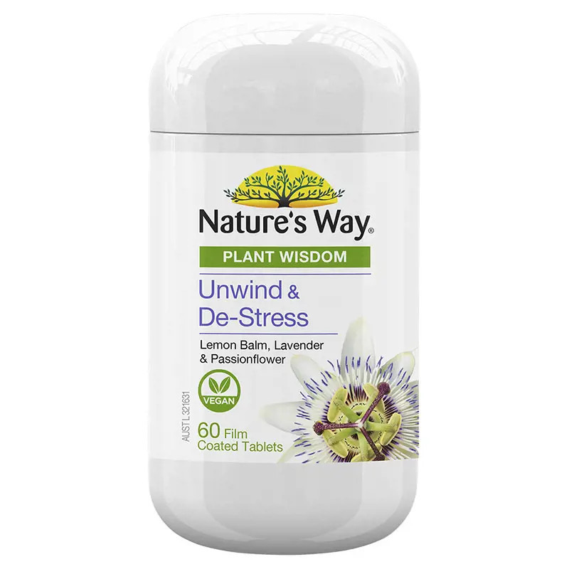 Nature's Way Plant Wisdom Unwind & De-Stress 60 Tablets