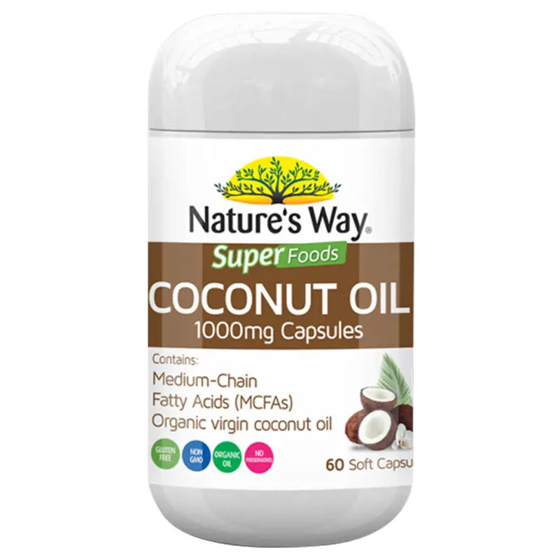Nature's Way Superfoods Coconut Oil 1000mg 60 Organic Tablets