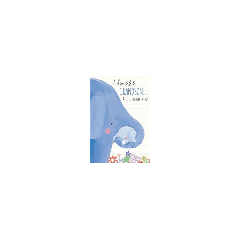 New Grandson Blue Elephants Greeting Card