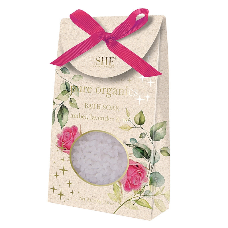 OM SHE Aromatherapy Pure Organics Bath Soak - Lavender, Amber & Rose