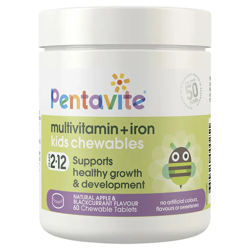 Pentavite Multivitamin + Iron Kids Chewables 60 Tablets