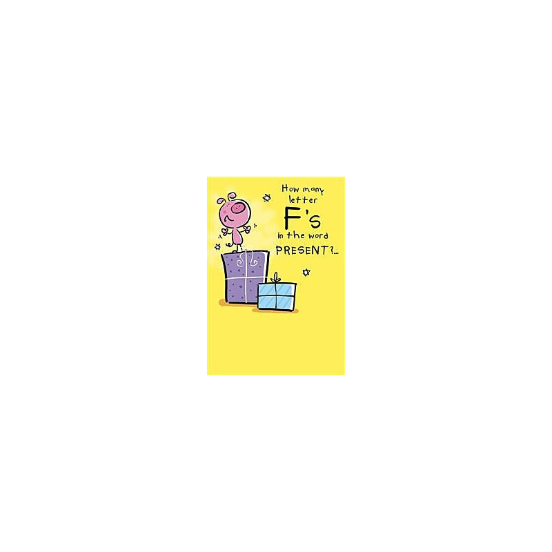 Pig standing on present Greeting Card Comic