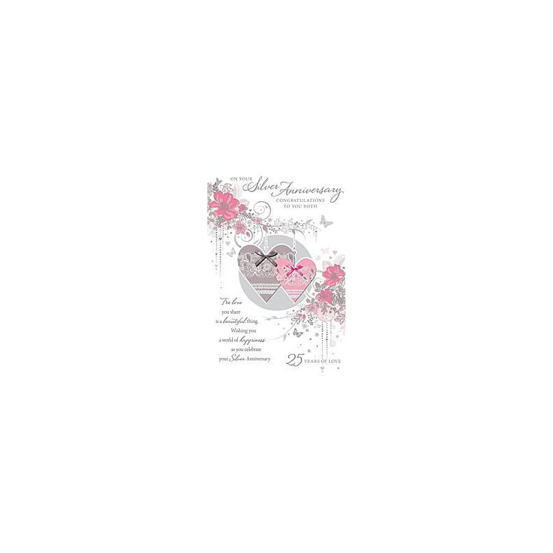 Pink and Grey Heart Greeting Card