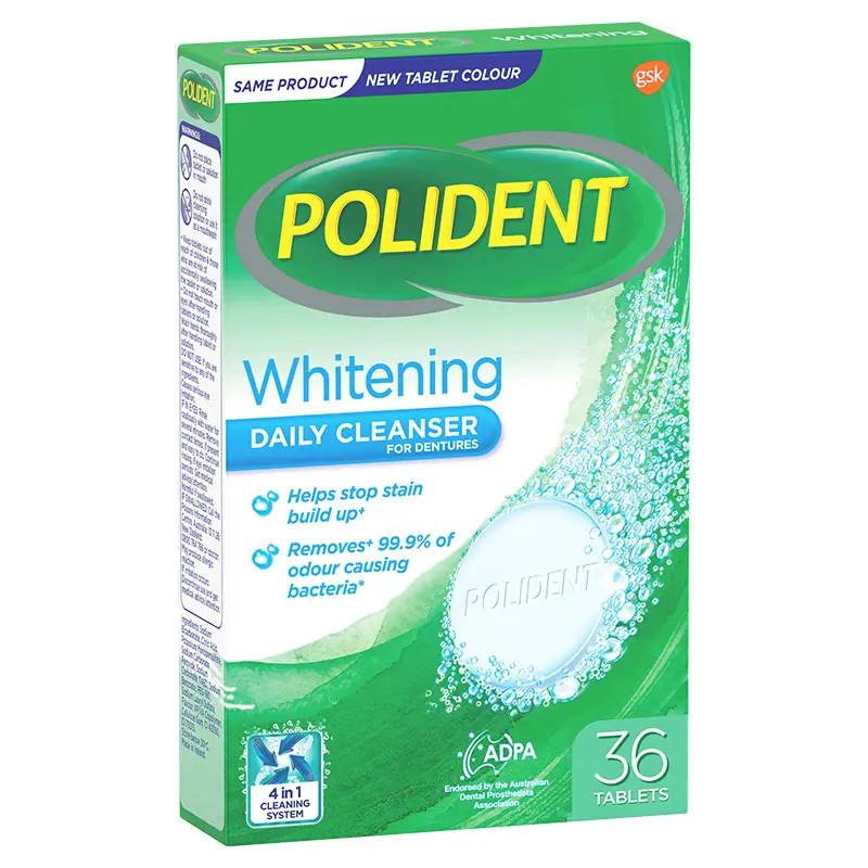 Polident Denture Cleanser Whitening Tablets 36 Pack