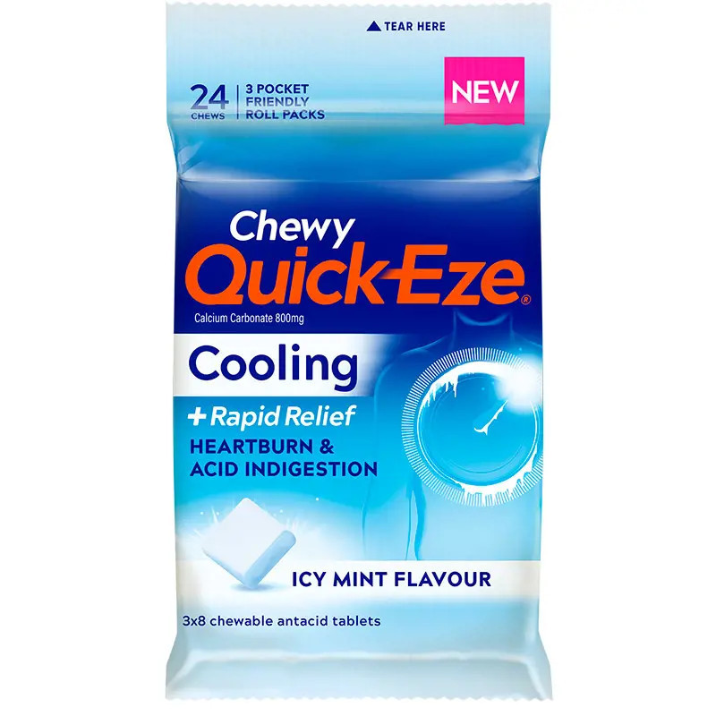 Quick-Eze Chewy Cooling & Rapid Antacid Tablets 3 x 8 Multi Pack