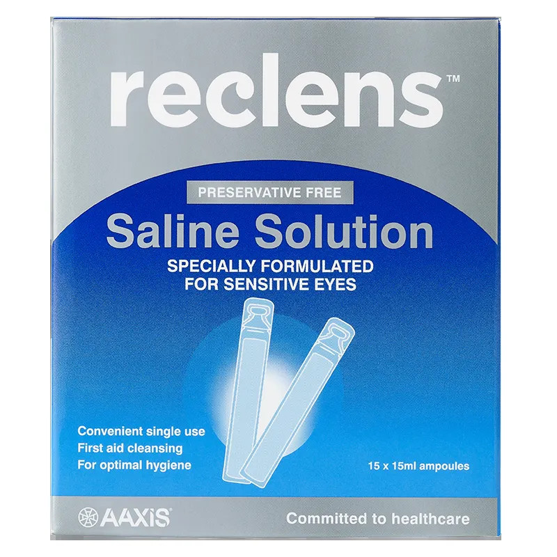 Reclens Saline Solution for Contact Lens Care 15ml Ampoules 15 Pack
