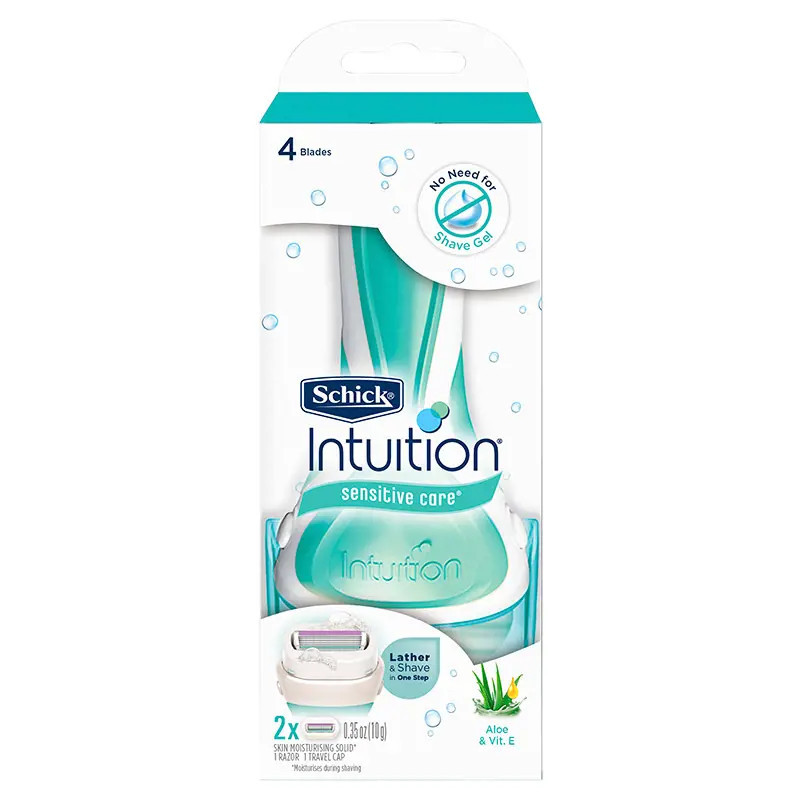 Schick Intuition Naturals Sensitive Care Kit Razor + 2 Cartridges