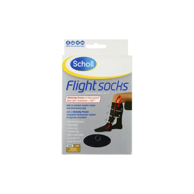 Scholl Flight Socks Black M9-M12 1 Pair