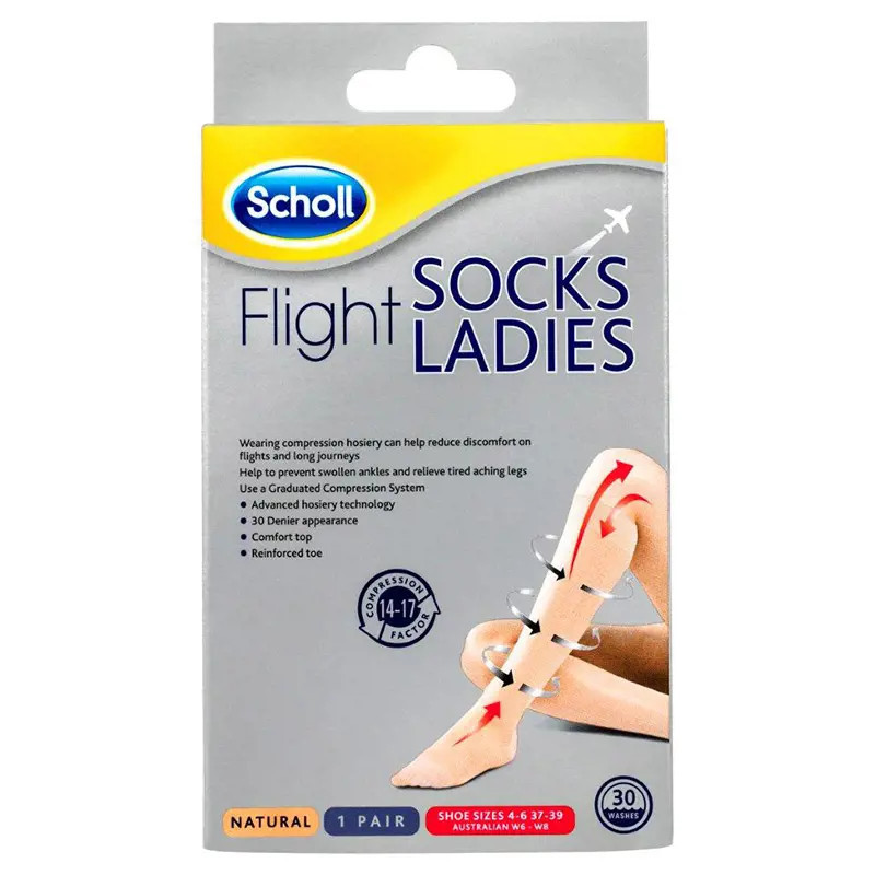 Scholl Flight Socks Natural W6-W8 1 Pair