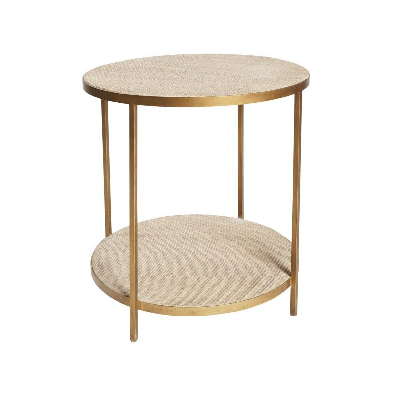SH Marina Rattan Round Lamp Table with Gold Frame