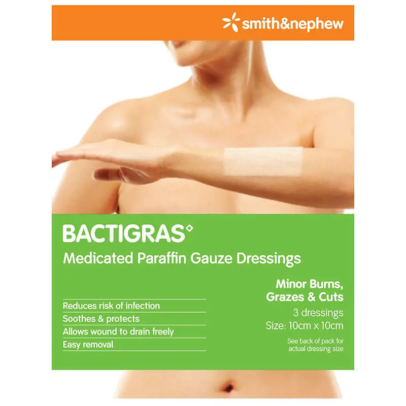 Smith & Nephew Bactigras 10cm x 10cm 3 Pack