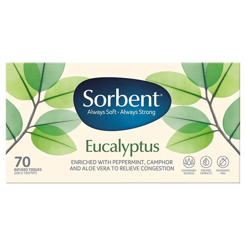 Sorbent Facial Tissues Eucalyptus 70 Pack