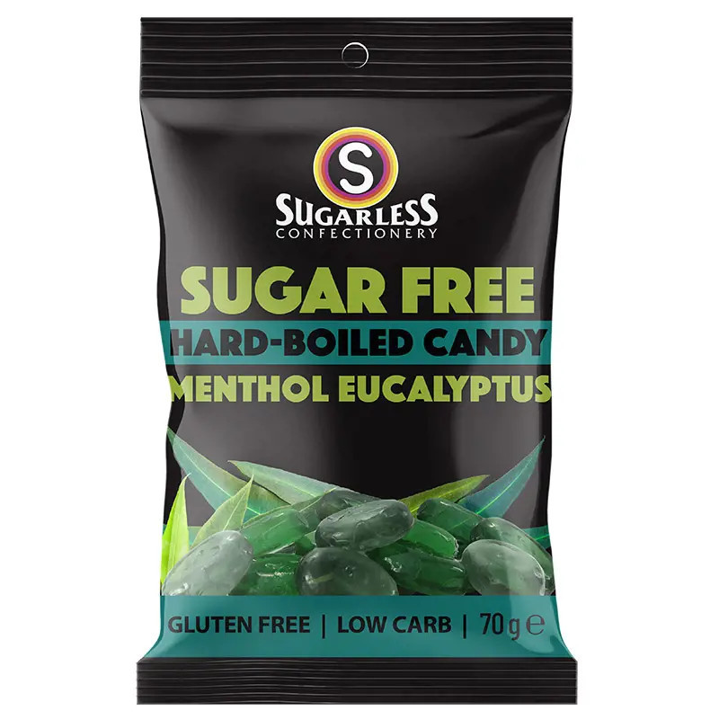 Sugarless Confectionery Aura Menthol Eucalyptus Hard Boiled Lollies 70g