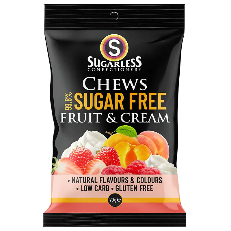 Sugarless Confectionery Fruit & Cream Chews 70g