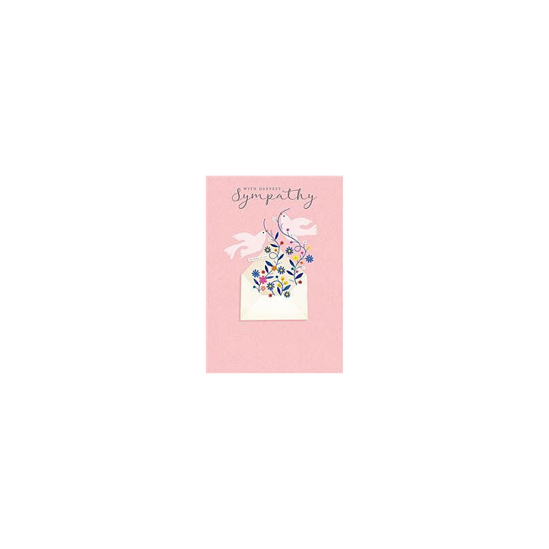 Sympathy Envelope With Flowers and Birds Greeting Card