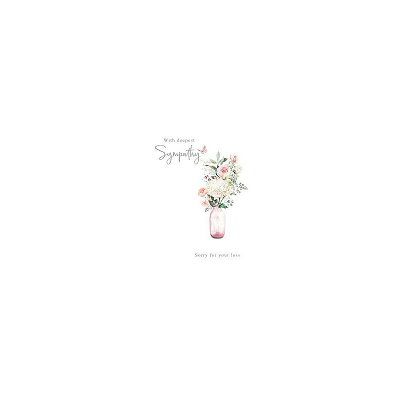 Sympathy Flowers in Glass Vase Greeting Card