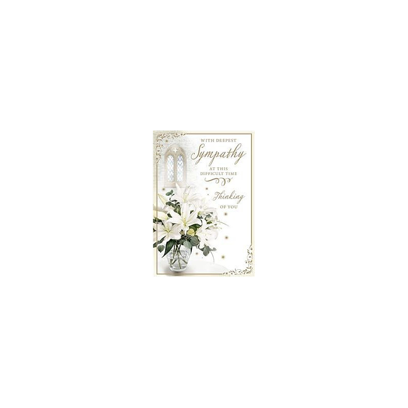 Sympathy Lillies in Vase Greeting Card
