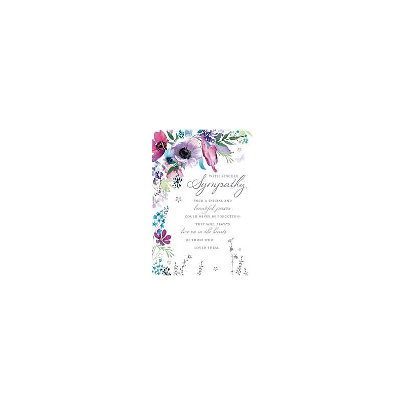 Sympathy Watercolour Flowers Greeting Card