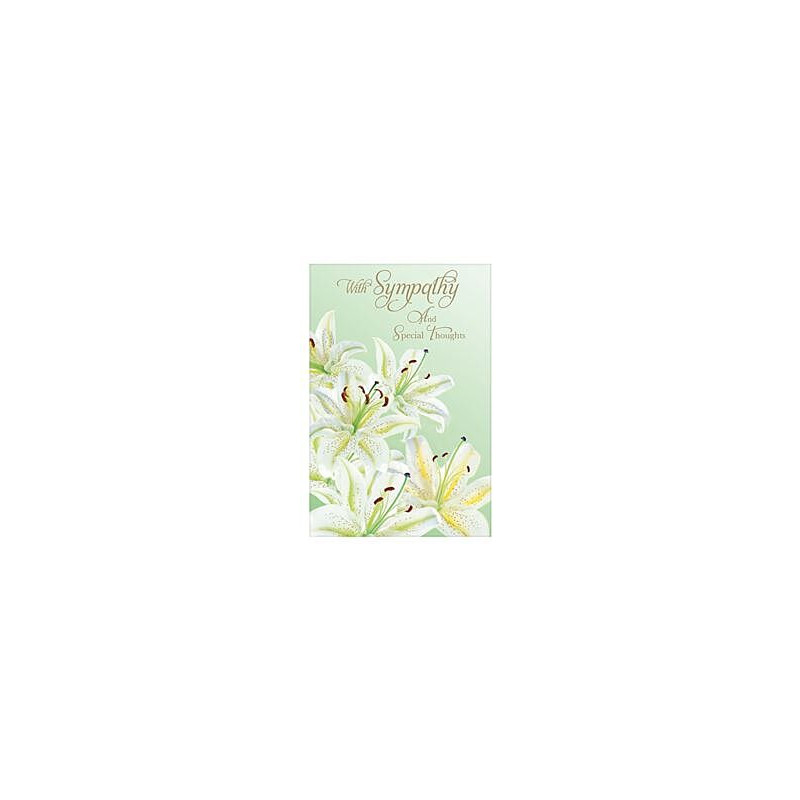 Sympathy White Lillies on Green Background Greeting Card