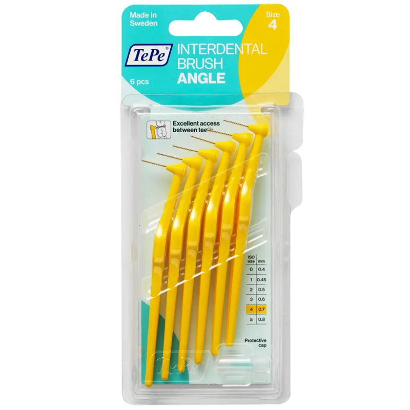 TePe Interdental Brush Angle 0.7 mm Yellow Size4 6 Piece Pack