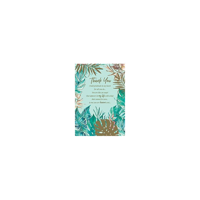 Thank You Female Palm Leaves on Mint Greeting Card