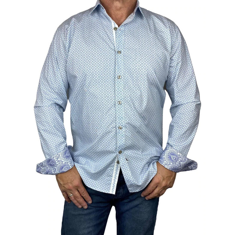 Thor Geometric Cotton L/S Big Mens Shirt - Blue