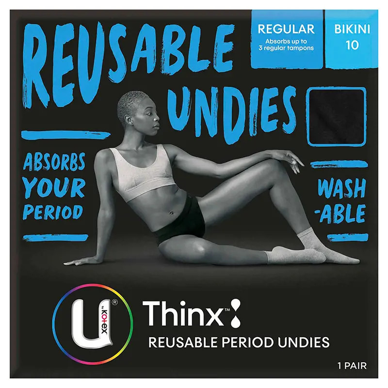 U by Kotex Thinx Reusable Period Undies Bikini Size 10