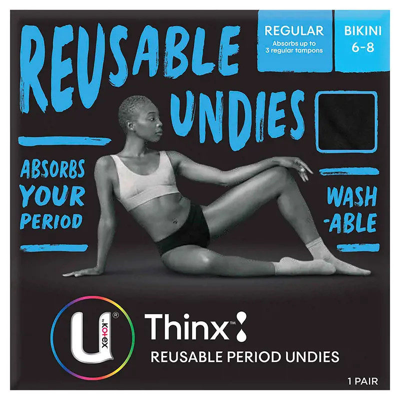 U by Kotex Thinx Reusable Period Undies Bikini Size 6-8