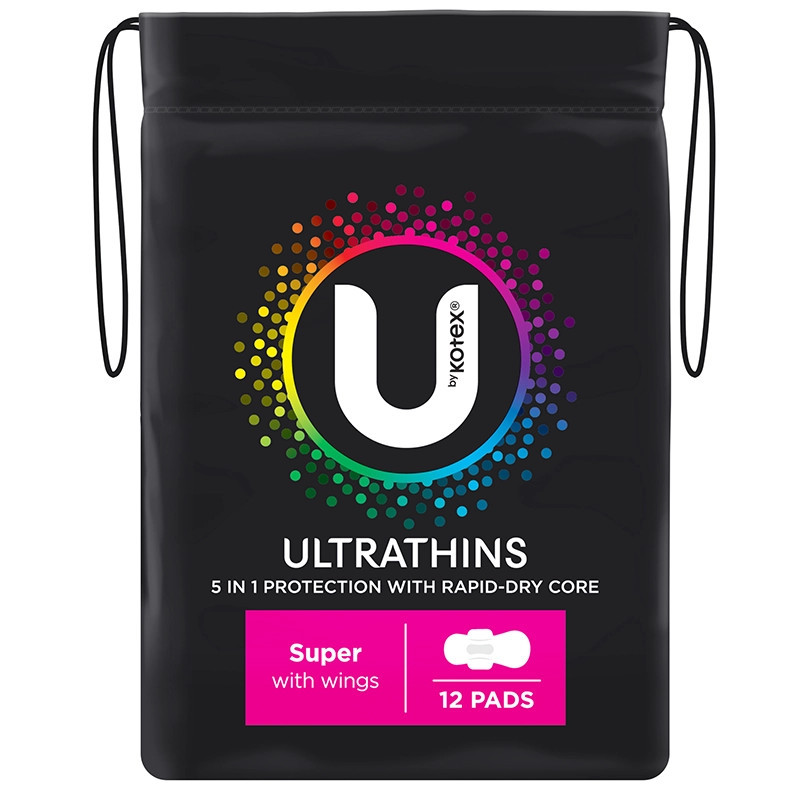U By Kotex Ultrathins Pads Wing Super 12 Pack